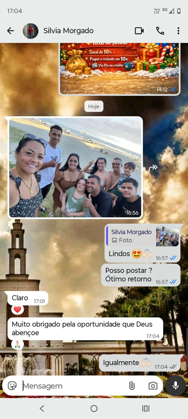 Depoimento de cliente sobre a estadia nas casas de praia da Marília